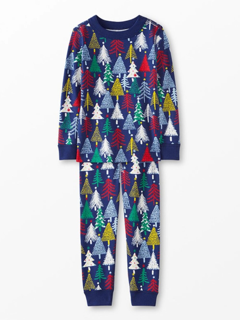 Hanna Andersson Navy Holiday Tree Print Pajama Set